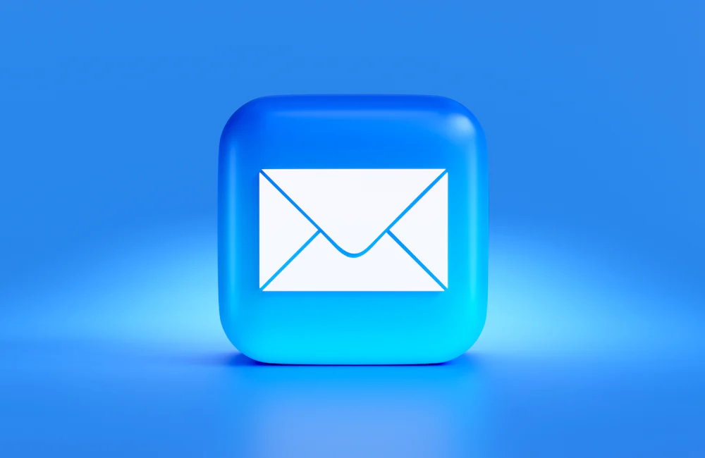 Ícono de un sobre de correo en tono azul